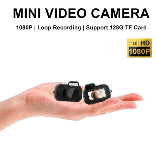 Mini Camera with Screen Indoor Home Outdoor Sport HD 1080P Portable Vintage Very Small Camcorder Video Recorder Support TF Card